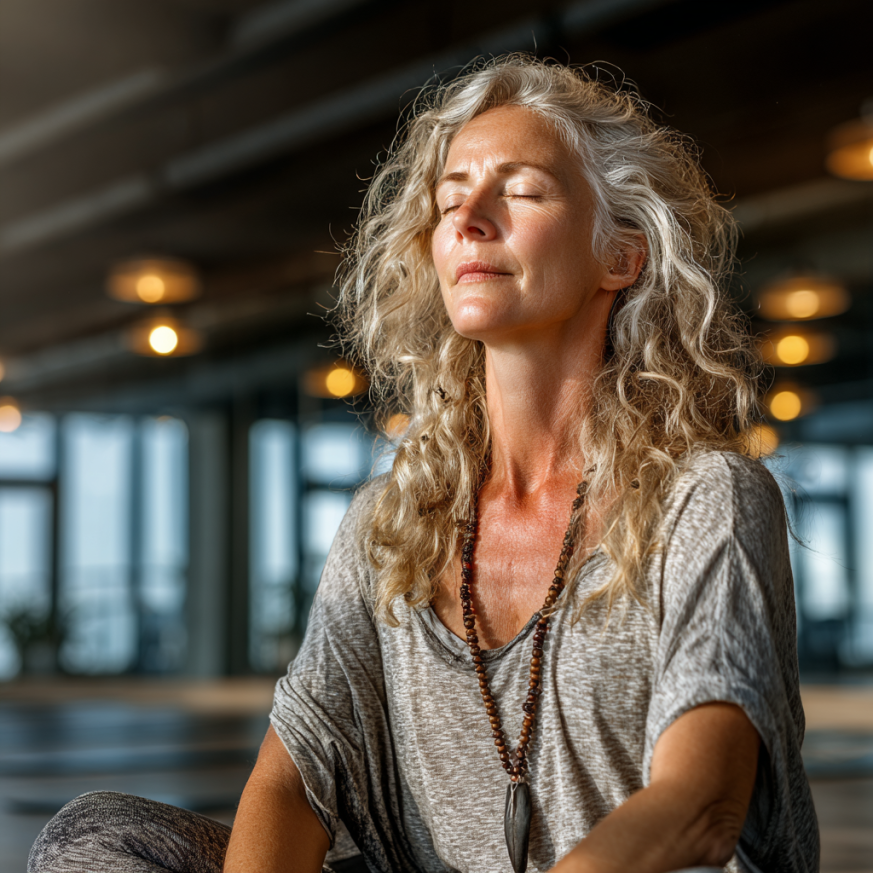 Idős párjóga gyakorlat nyugodt környezetben